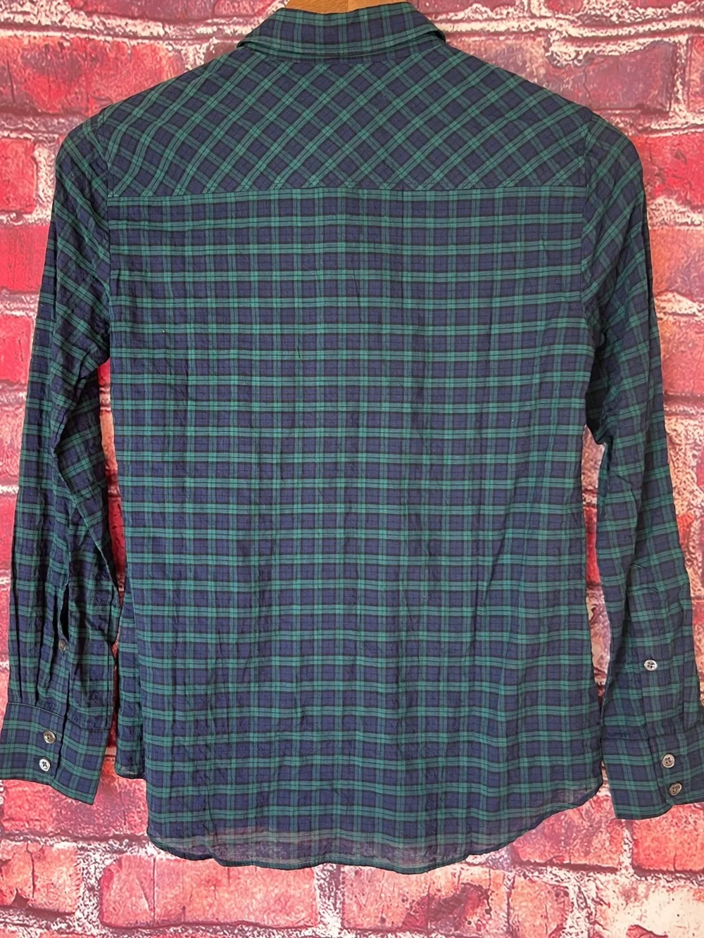 J.Crew The Boy Shirt in Black Watch Plaid Navy Green Button Up